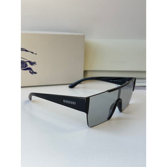 NEW Burberry BE4291 Black Grey Logo Mirror Shield Sunglasses main image 3